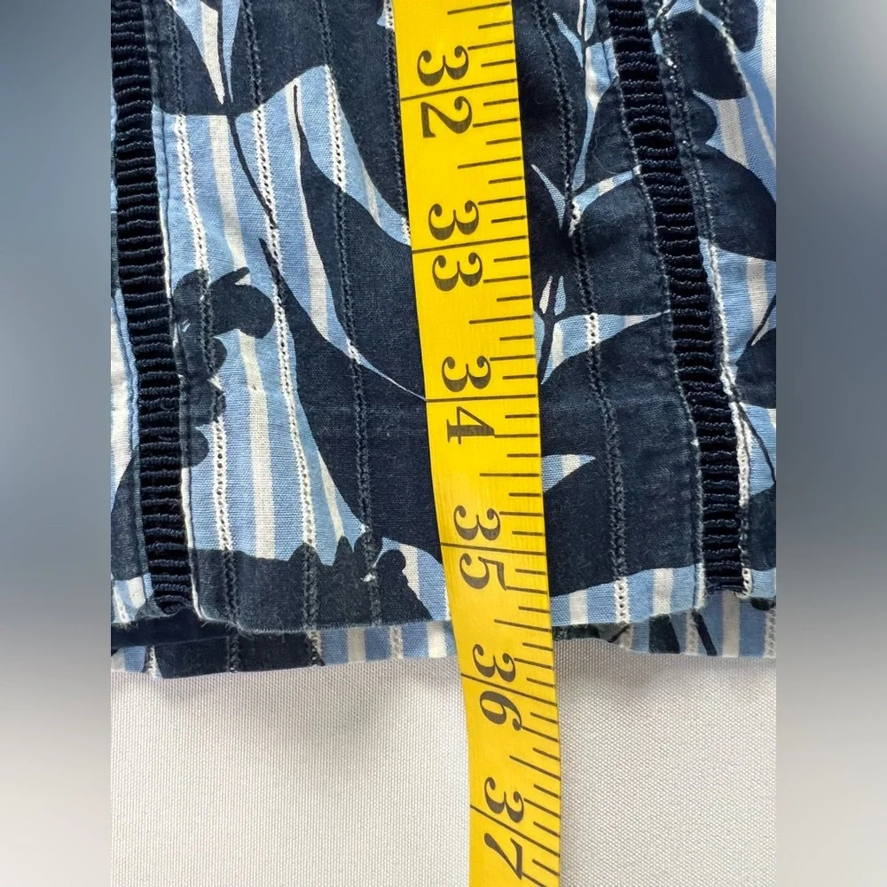 Banana Republic Cotton Sheath Blue & White Stripe with Leaves Pattern Sundress - Picture 7 of 16